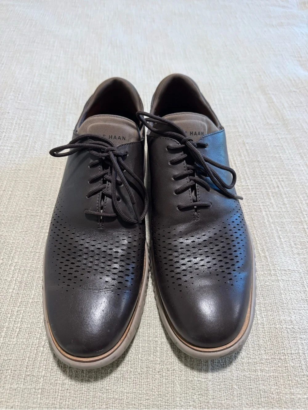 Cole Haan Grand.OS Men’s Brown Leather Perforated Oxford Shoes